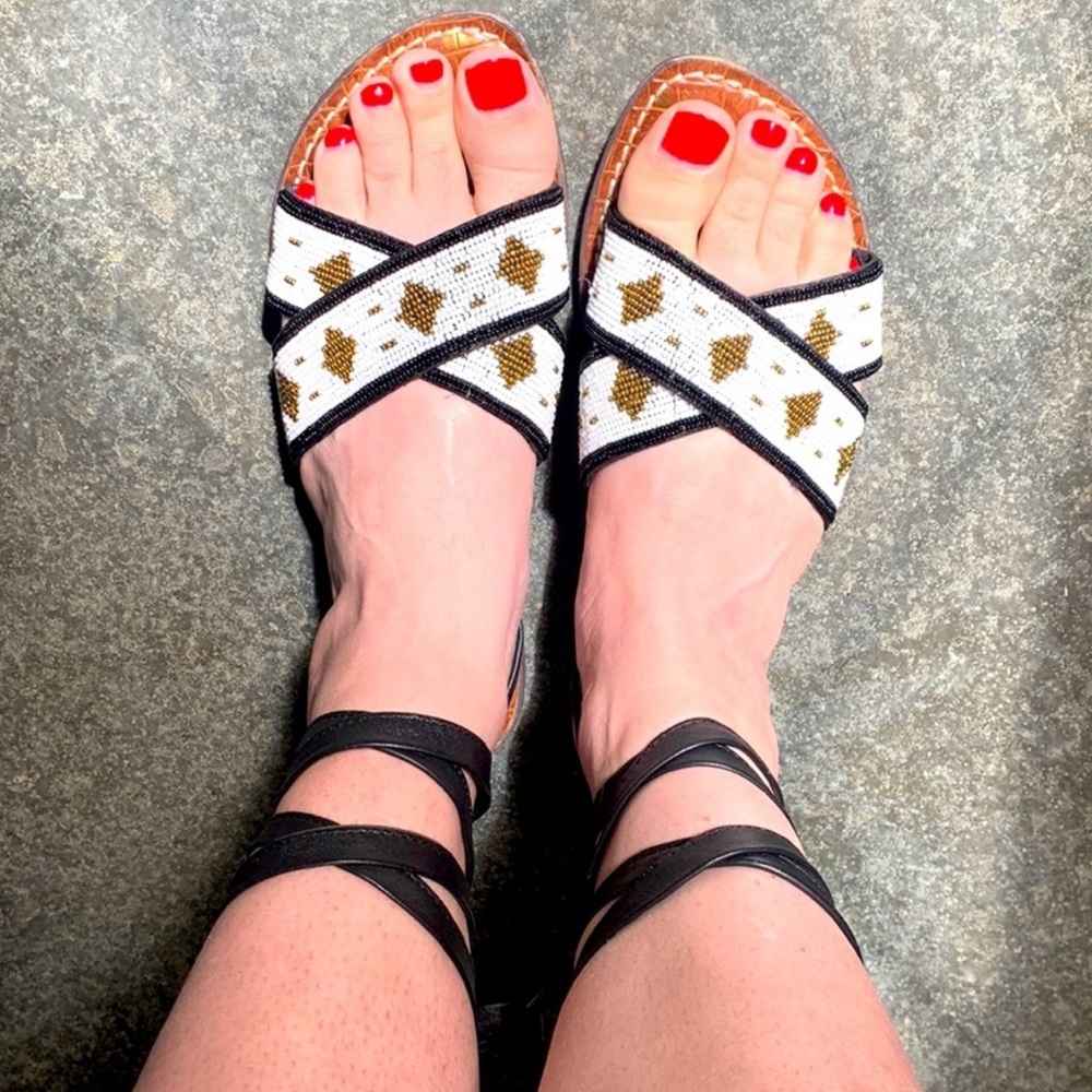 Sam Edelman Gladiator Beadwork Luisa Sandals, Size 9.5 - Picture 3 of 16